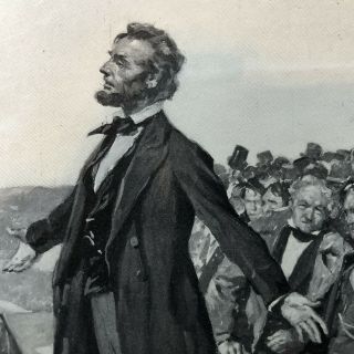 1900 Newspaper Centerfold Illustration Of Abraham Lincoln @ Gettysburg Address