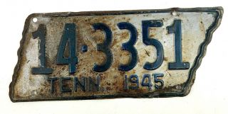 Tennessee 1945 License Plate Rare Tn Vintage Tag State Shaped Man Cave Garage