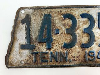 Tennessee 1945 License Plate Rare TN Vintage Tag State Shaped Man Cave Garage 2