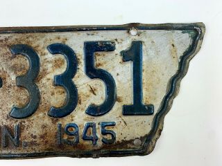 Tennessee 1945 License Plate Rare TN Vintage Tag State Shaped Man Cave Garage 3