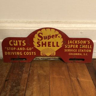 Vintage Jackson’s Shell Service Station Metal License Plate Topper Sign
