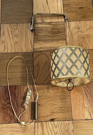 Vintage Mid Century Modern Mcm Hanging Brass Swag Lamp Shade Light Fixture Gold
