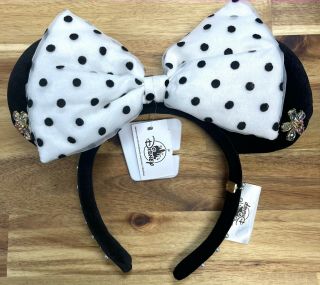 Disney Parks Polka Dot Black And White Baublebar 2021 Minnie Ears Headband
