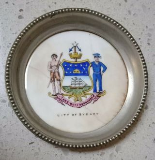 Antique Aynsley Bone China Souvenir Dish City Of Sydney Crest 1884 - 1908 Mystery