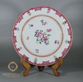 Antique 18th Century Chinese Qianlong Export Porcelain Famille Rose Plate