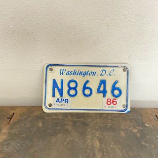 1978 Washington Dc Motorcycle License Plate District Of Columbia 1986