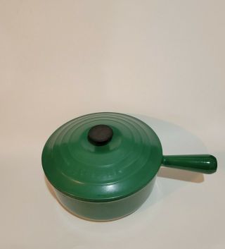 Vintage Le Creuset Cast Iron Enamel Hunter Green Sauce Pan 22 Made In France