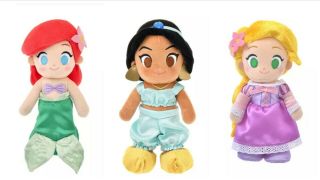 Disney Store Japan Princess Ariel Jasmine Rapunzel Set Of 3 Plush Doll Nuimos