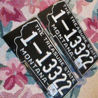 Montana Vintage 1954 License Plate - Matched Set - Silver Bow County