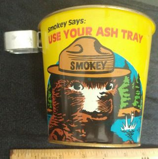 Smokey Bear Ash Tray Can Ashtray Keep America Green & Prevent Forest Fires