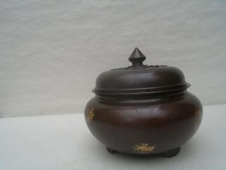 Fabulous Large Chinese Gold Splash Bronze Censor With Lid Cover (767g) Wow Look