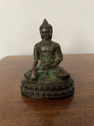 Old Chinese Bronze Seated Buddha Statue Sculpture
