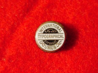 Vintage International Typographical Union Tie Tac Lapel Pin 10k Gold