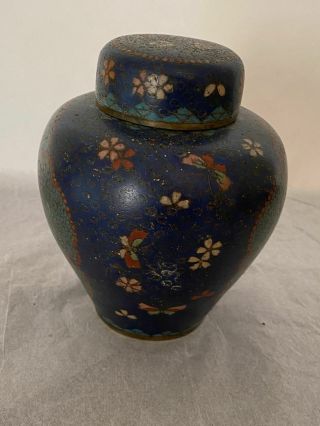 Fine Antique Chinese Cloisonne Jar Ming or Ming Style Covered Vase Blue OLD 2