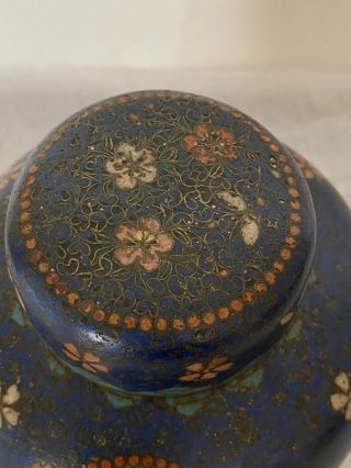 Fine Antique Chinese Cloisonne Jar Ming or Ming Style Covered Vase Blue OLD 3