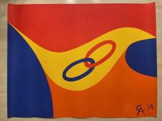 1974 Alexander Calder " Friendship " Lithograph For Braniff Airlines - - 20 " X25 "