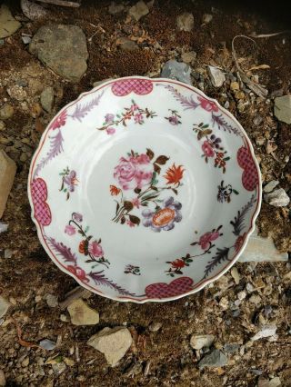 Chinese Porcelain Tea Bowl Saucer Only Famille Rose Circa 1790 Perfect