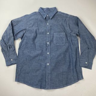 Vintage Sanforized Blue Chambray Shirt Long Sleeve Button Down Large Unbranded