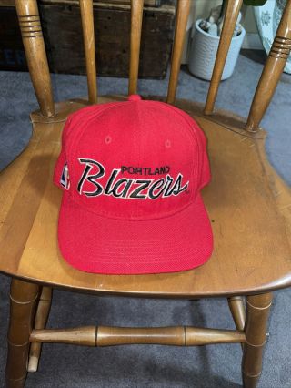 Vtg Portland Blazers Sports Specialties Script Wool Snapback Hat “customized”