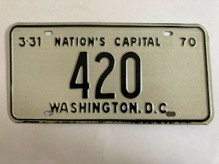 1970 Washington Dc License Plate 420 Marijuana Weed Pot Blunt 420 " Very Good "