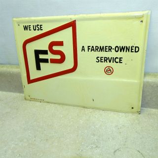 Vintage Fs Corn Sign,  Agriculture Ad,  Farmer Owned Service,  Illinois Farm Supply