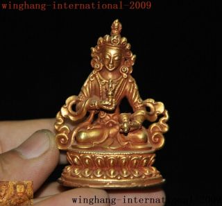 Old Tibet Buddhism Bronze 24k Gold Gilt Vajrasattva Tara Kwan - Yin Buddha Statue
