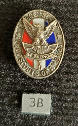 Vintage Type 3b Sterling Silver Eagle Boy Scout Hat Pin Medal Award Rank
