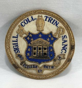 Vintage Gold Bullion Trinity College School Blazer Patch Badge Hartford Ct