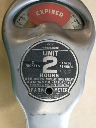 Magee Hale Park O Meter 2hr vintage parking meter no keys 3