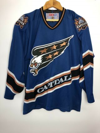 Vintage Washington Capitals Screaming Eagle Starter Nhl Hockey Jersey Blue L