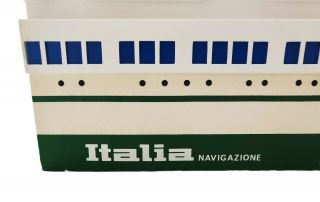 Vintage Italia Italian Line Cruise Ship Model Craft Genoa Letter Brochure Holder 3