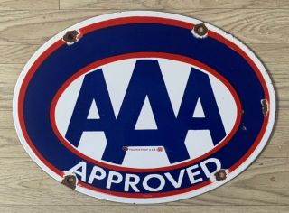 Vintage Aaa Approved Auto Repair 15”x11” Porcelain Sign