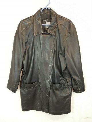 Vtg Michael Hoban North Beach Black Leather Oversized Asymetric Coat Jacket 9 10