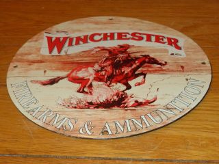 Vintage Winchester Western Firearms,  Ammunition 11 3/4 " Porcelain Metal Gas Sign