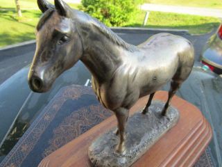 American Quarter Horse Association Trophy Cast Aluminum Horse Wood Base 11x5.  5”