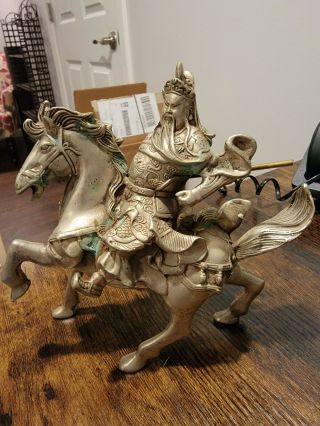 7 " Copper (?) Guan Gong Yunchang Yu Warrior God Statue