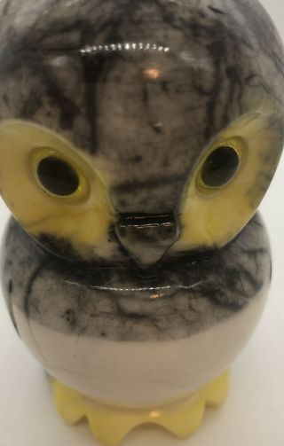 Alabaster Hand Carved Owl Figurine Paper Weight Made in Italy Vintage 2