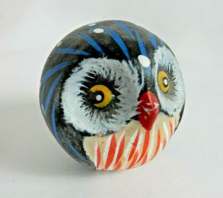 Vintage Miniature Clay Owl,  Hand Crafted & Painted,  Pottery Signed