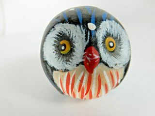 Vintage Miniature Clay Owl,  Hand Crafted & Painted,  Pottery Signed 2