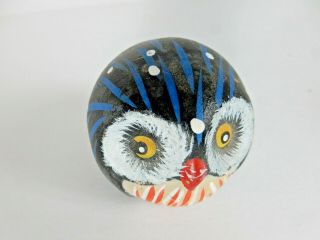 Vintage Miniature Clay Owl,  Hand Crafted & Painted,  Pottery Signed 3