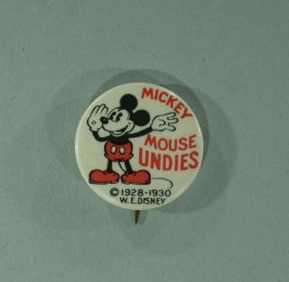 1928 - 1930 W.  E.  Disney Mickey Mouse Undies Whitehead & Hoag Pin 3/4 " Dia