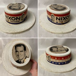 Vintage Richard Nixon For President Campaign Plastic Hat