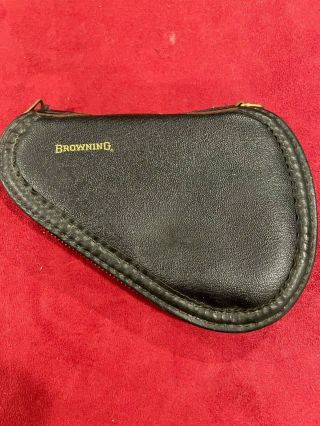 Vintage Browning Black Leather Gun Case For Baby Browning Fleece Interior
