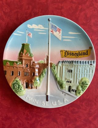 Vintage Disneyland Main St Street Souvenir Wall Plate 3d Sticker Rare