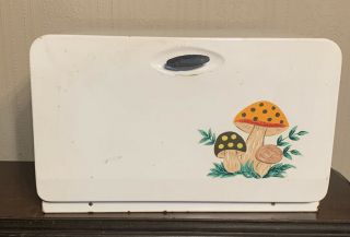 Vintage Ekco Mid Century Sears Merry Mushroom Metal Kitchen Bread Box