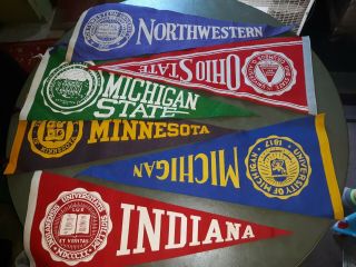 Vintage College Football Felt Pennant Banner Ohio State /michigan/ Northwestern
