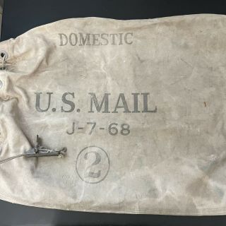 Vintage Usps / Us Mail Canvas Drawstring 36 " Duffel Bag With Clasp 2 J - 7 - 68
