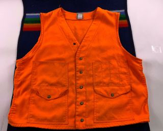 Vintage Filson Style 12 Orange Safety Hunting Vest Size 50 Duck Deer Seattle 80s
