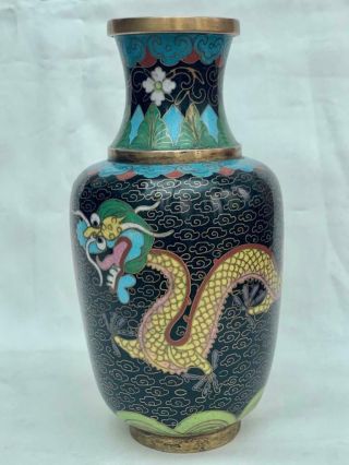 Fine Quality Chinese Antique Cloisonné Enamel Dragon Decorated Vase.