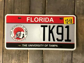 University Of Tampa Spartans Alumni License Plate Issued In Fla - Expired